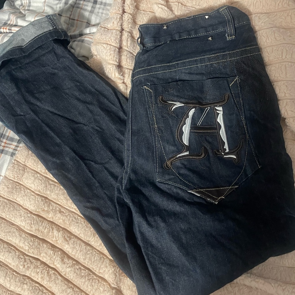 Akademiks Dark Blue Jeans with Bold Pocket Design